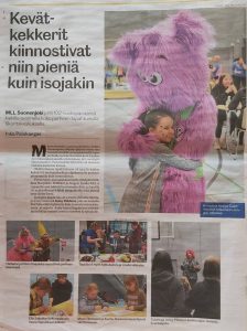 Kuva lehtiartikkelista, jossa kerrotaan Suonenjoen MLL:n kevätkarkeloista 